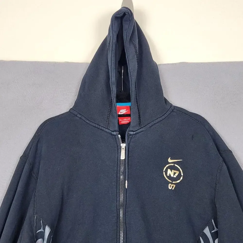 Nike N7 Hoodie Mens 2XL Black Full Zip Fleece Tribal Graphic 655841-010